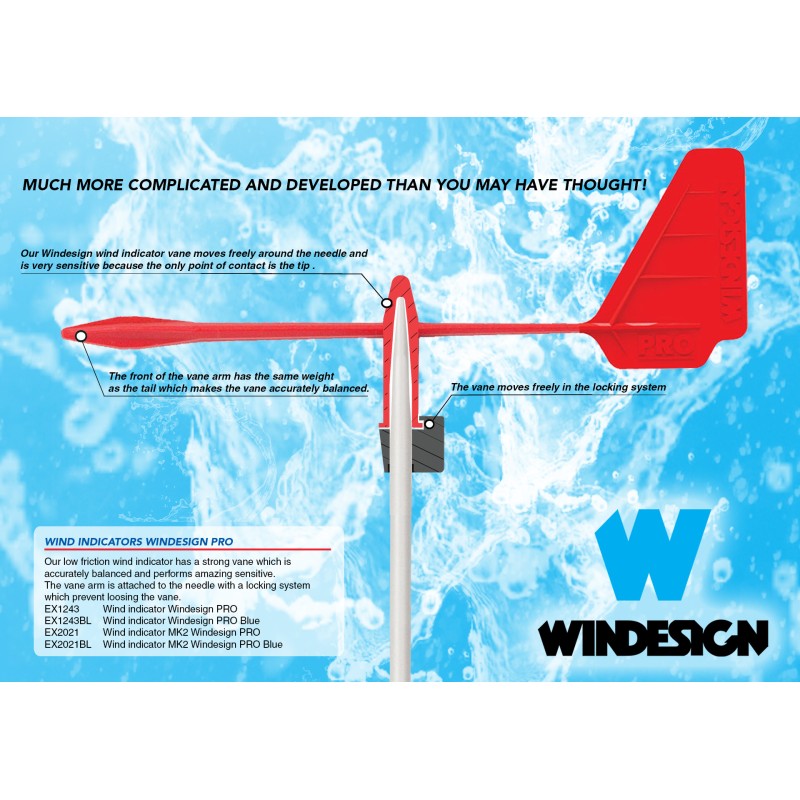 EX2021BL – Pro windvaan blauw Windesign Sailing